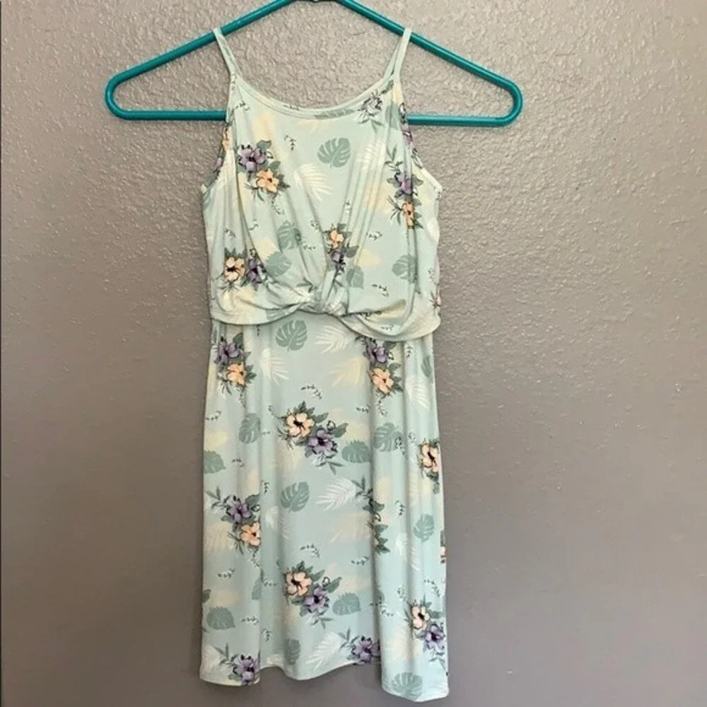 Art Class Girl Maxi Floral dress Spaghetti Straps Mint Green